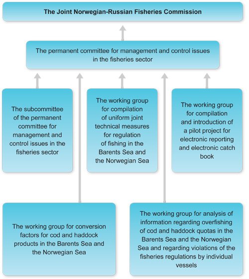 The image shows the structure of the joint Russian-Norwegian Fisheries Commission